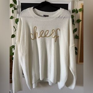 Vince Camuto White Sweater with Gold Script